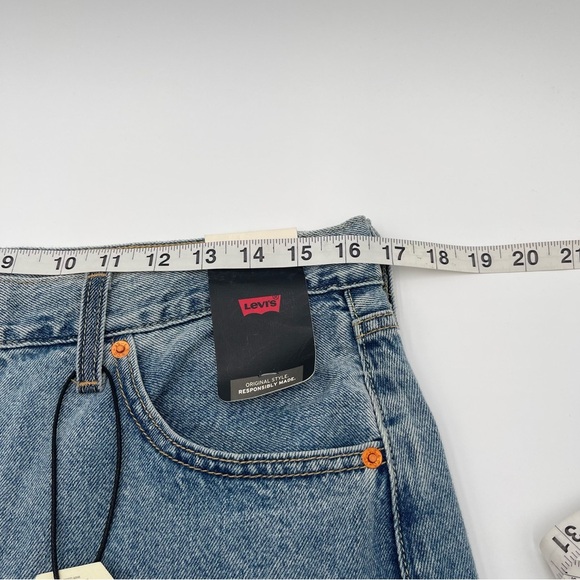 Levi's Premium Button Midi Jean Denim Skirt Size 31 Patch Design 100% Cotton New - Picture 14 of 16